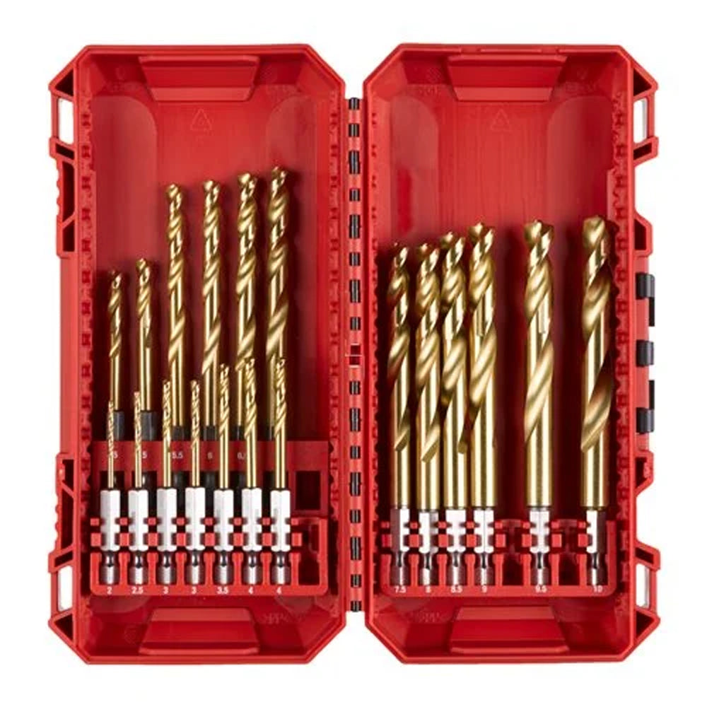 RED HEX - SHOCKWAVE™ HSS-TiN metal drill bits | Shockwave HSS-G Tin Red Hex Set - 19 pc | 4932493866